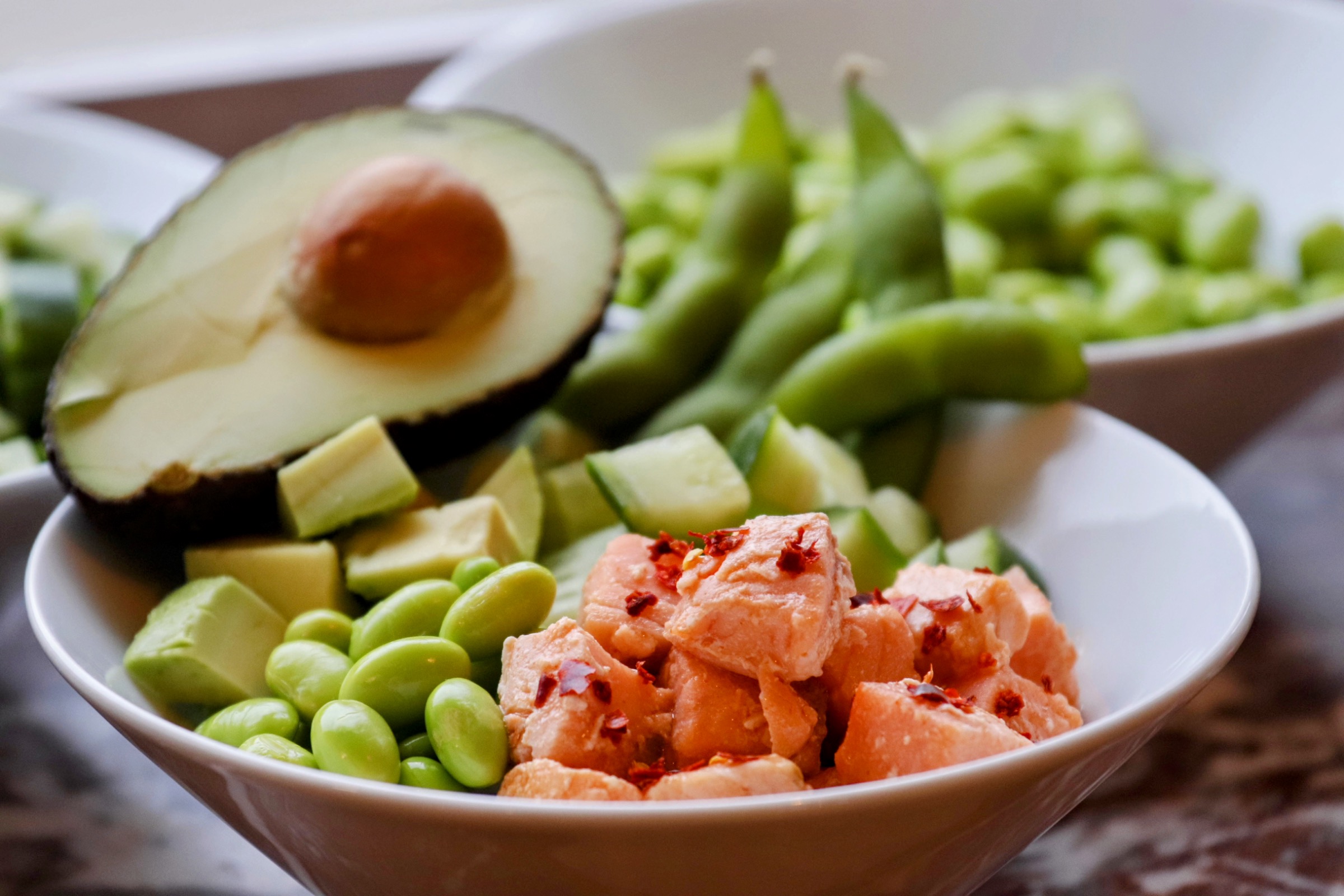 Spicy Salmon Poke Bowls